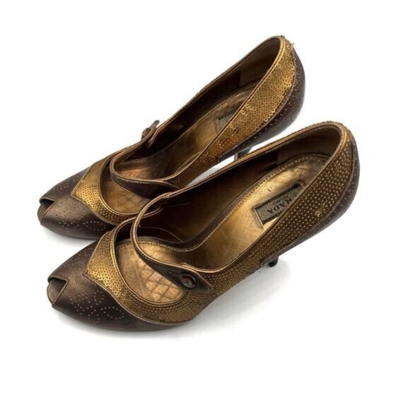 Prada vintage sequin Peep toe pump Sz 385 - Picture 7 of 14